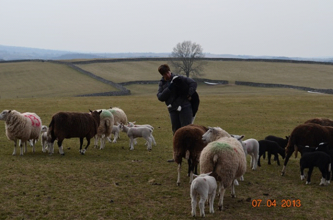 Sam with Dotty – one of Toms favourite lambs